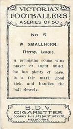 1933 Godfrey Phillips Victorian Footballers (A Series of 50) #5 Wilfred Smallhorn Back